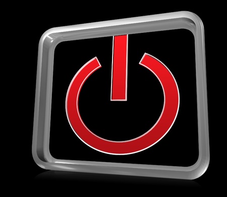 A big power button icon on black backgroundの写真素材