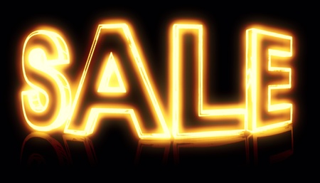 Burning, glowing sale word on black backgroundの写真素材