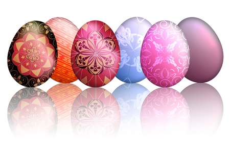 Colorful Easter eggs isolated in white backgroundの写真素材