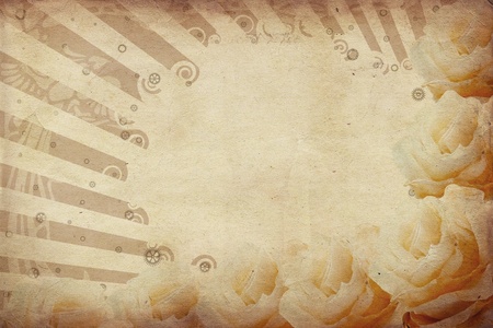 Pink vintage background with blooming with roses.の写真素材