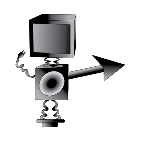 Illutration of robot TV isolated on whiteのイラスト素材