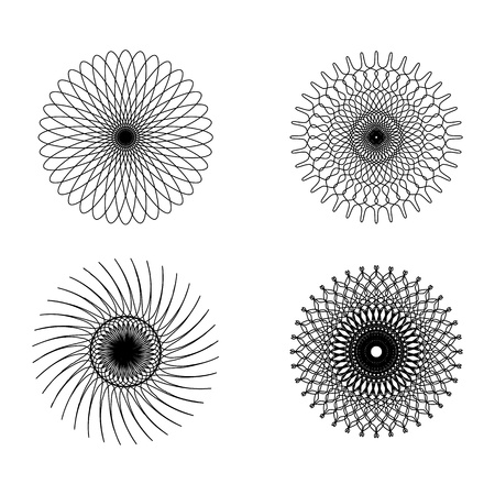 Set of spirograph elements for design on a white backgroundのイラスト素材
