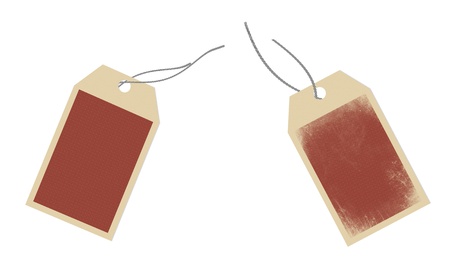 Blank Price Tags isolated on white backgroundの写真素材