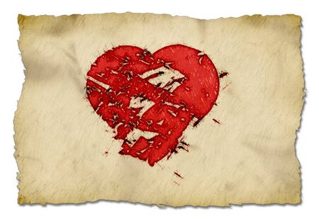 Hand drawn heart grungy paper valentineの写真素材
