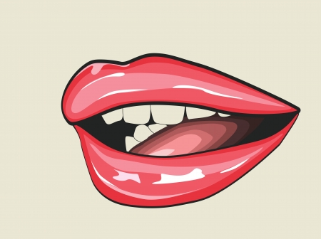 Illustraton of Lips and mouth with tongue.のイラスト素材