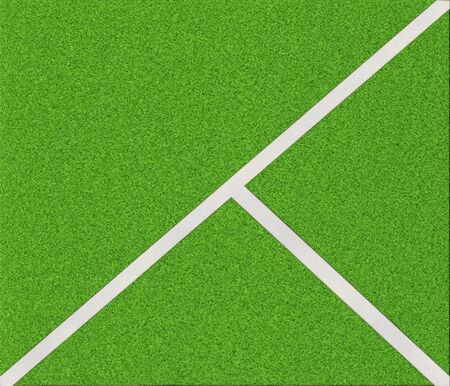 White stripes on the green soccer field from top viewの写真素材
