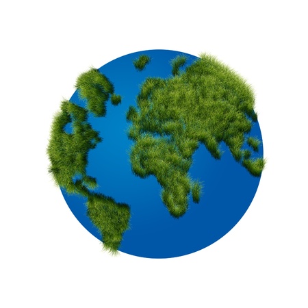Abstract illustration of the globe with green grass.の写真素材
