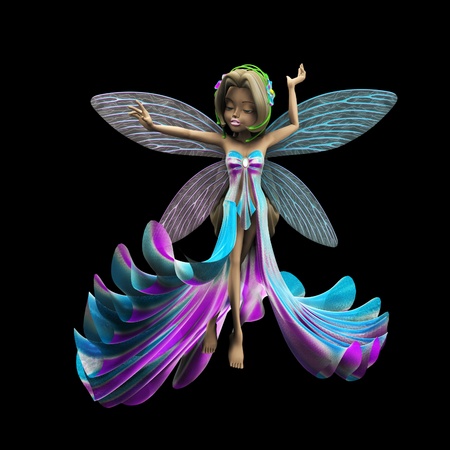 3d render of cute fairy in colorful  glittering dress の写真素材