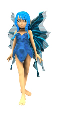 3d render of cute cartoon fairy on white background.の写真素材