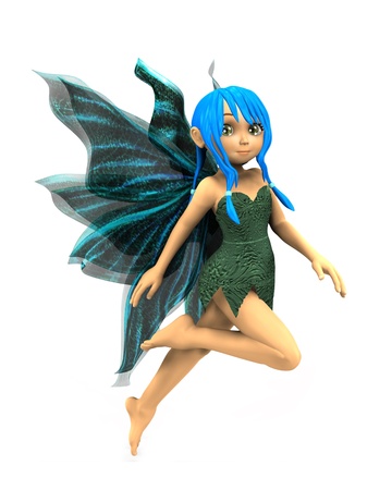 3d render of cute cartoon fairy on white background.の写真素材