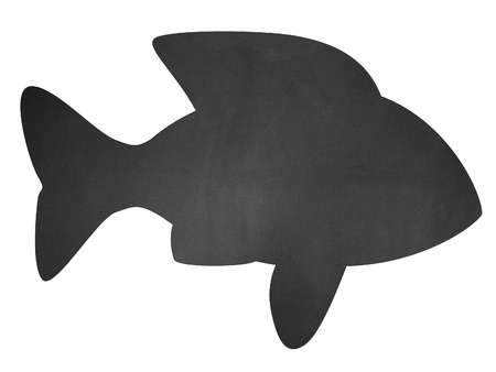 Illustration blank chalkboard, black board fish over white background.の写真素材