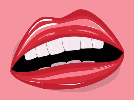 Illustration of big red lovely lipsの写真素材