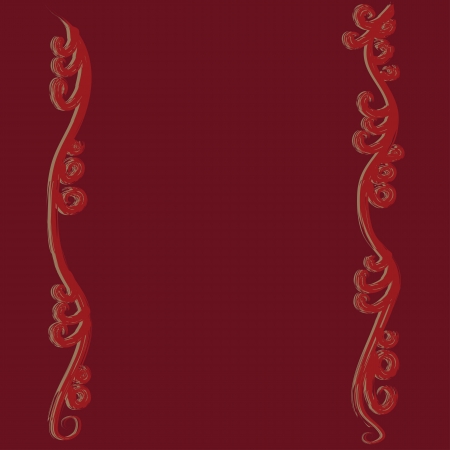Illustration of red vintage grunge floral curves background.のイラスト素材