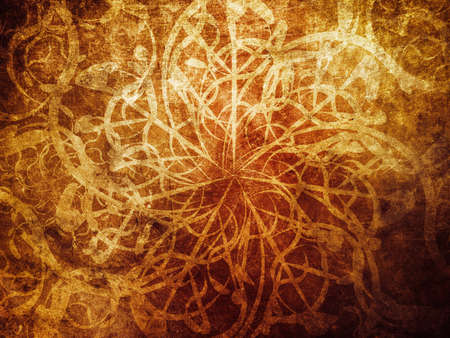 Illustration of yellow pattern background, old vintage grunge texture.の写真素材