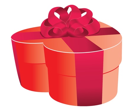 Illustration of heart shaped red gift with bow.のイラスト素材