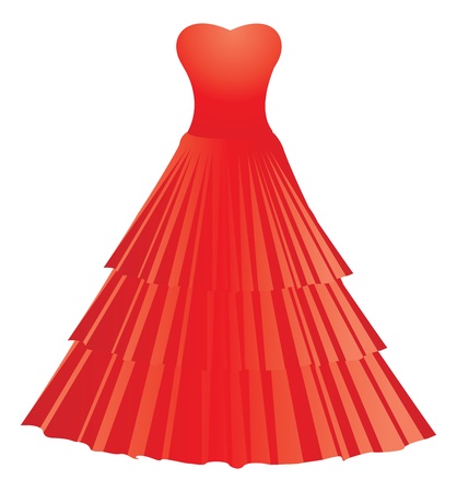 Illustration of red dress isolated on white background.のイラスト素材