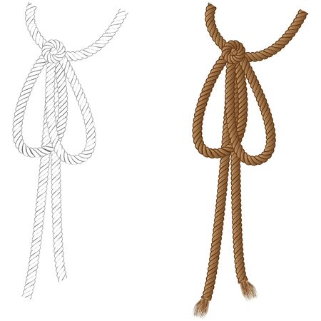 Yellow and grey rope bow on white background.のイラスト素材