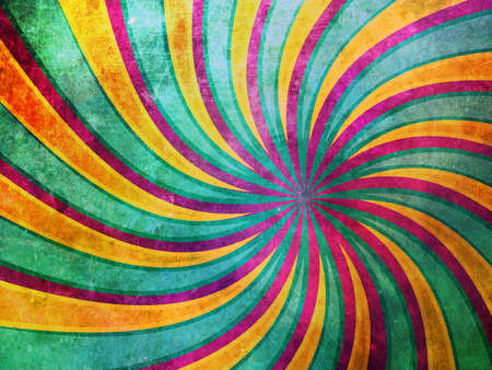 Vintage grunge purple background with yellow and emerald rays.の写真素材