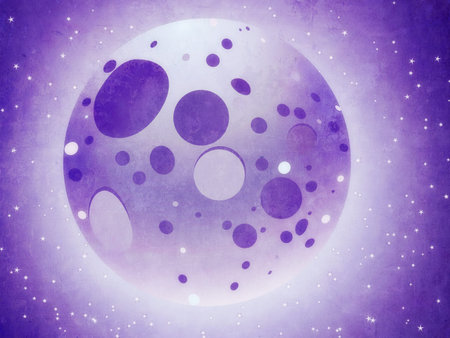 Cartoon night sky with moon over grunge starry background.
