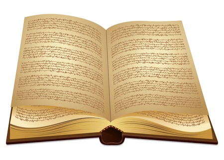 Old book open illustration on white background.のイラスト素材