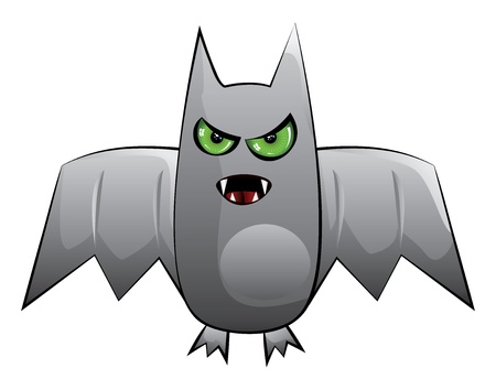 Abstract cartoon halloween bat with green eyes.のイラスト素材