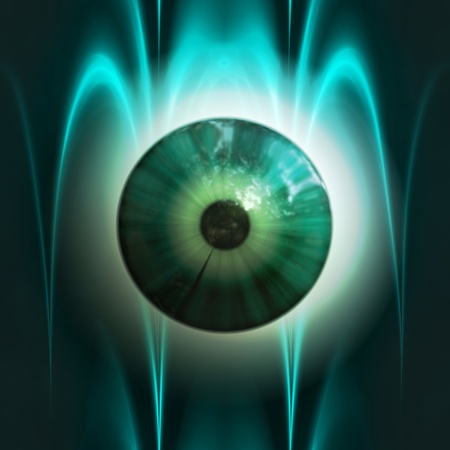 Abstract scary 3d eyeball of a monster, Halloween background.の写真素材