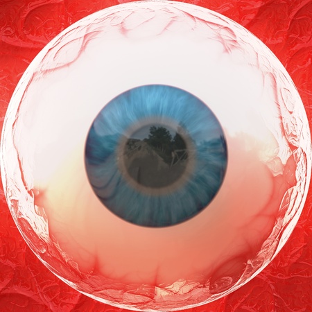 Digitally rendered illustration of an abstract eyeball.の写真素材