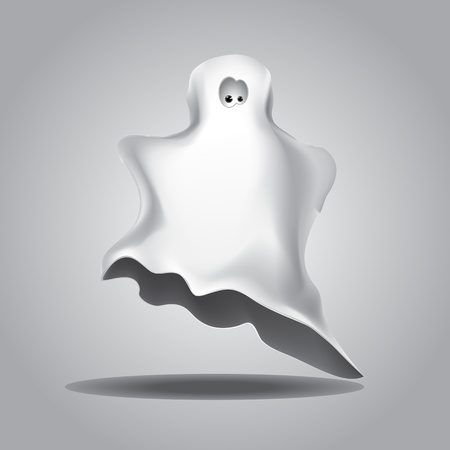 Cute funny Halloween ghost covered with a white coverlet.のイラスト素材