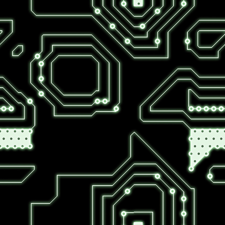 Abstract glowing cyber mesh on black background.の写真素材