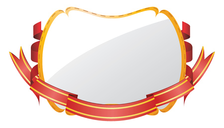 Abstract grey banner, tag with retro red ribbon.のイラスト素材