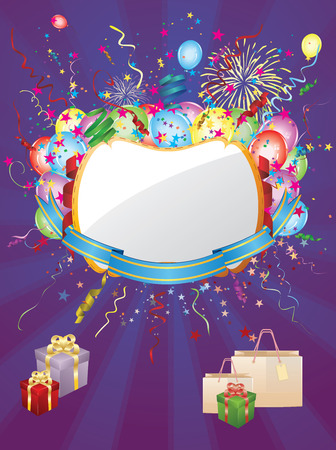Holiday background with colorful balloons and gift boxes.のイラスト素材