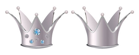 Precious silver crown with diamonds on white background.のイラスト素材