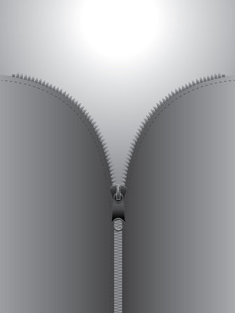 Open lock metallic zipper over gray のイラスト素材