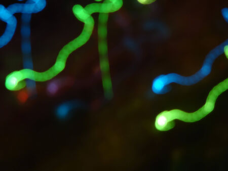 Abstract colorful light streaks texture with dark background.の写真素材