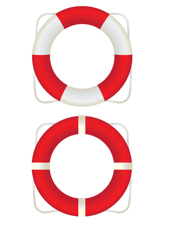 Two  life buoys, lifesavers on white background.のイラスト素材