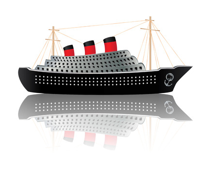 Retro cruise liner illustration on white background.のイラスト素材