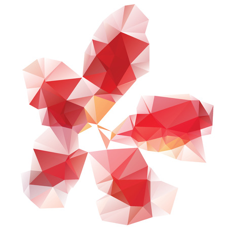 Abstract red flower made of polygons on white background.のイラスト素材