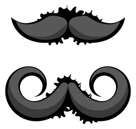 Black mustaches with grunge splatters on white background.のイラスト素材