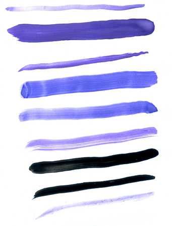 Blue, violet and black brush strokes on white background.の写真素材