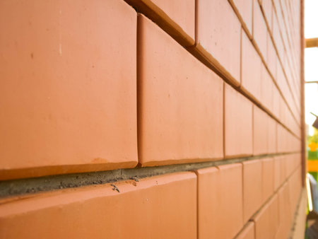Grunge perspective red brick wall background, texture.