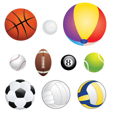 Different sport balls set on white background.のイラスト素材