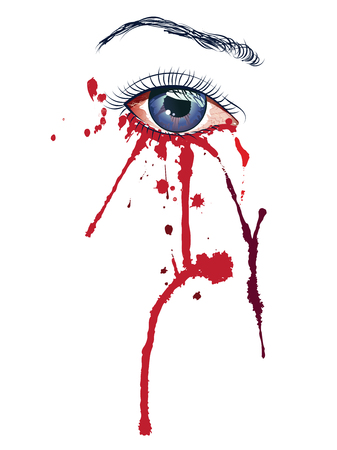 Violet female eye with blood, ebola virus infected.のイラスト素材
