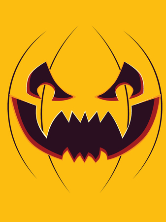 Happy Halloween pumpkin carving face on yellow background.のイラスト素材