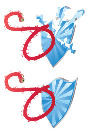 Deadly Ebola virus attacks the blue shield.のイラスト素材