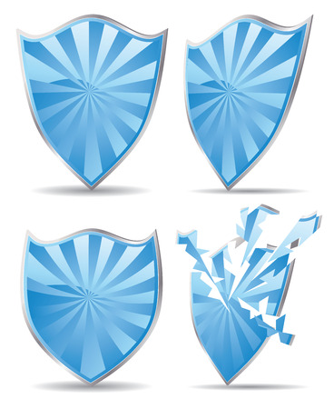 Set of shields of blue color, protection concept.のイラスト素材