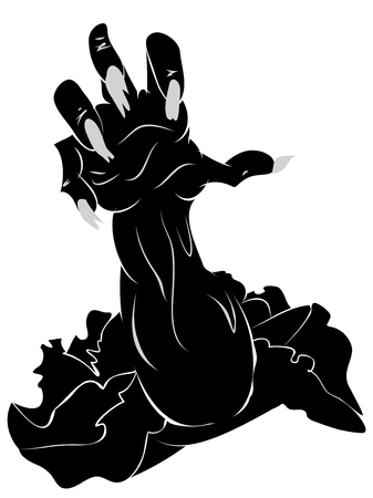 Cartoon zombie hand come out of the grave.のイラスト素材