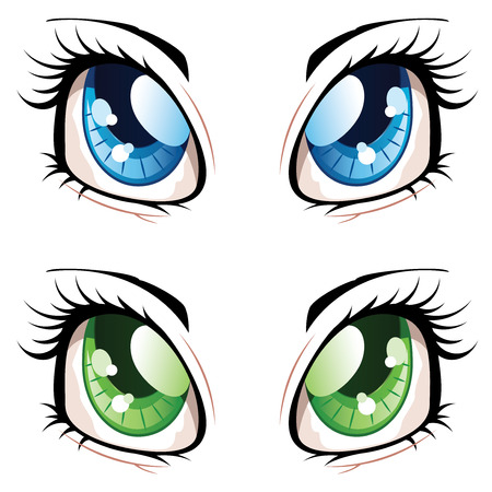 Set of manga, anime style eyes of different colors.のイラスト素材