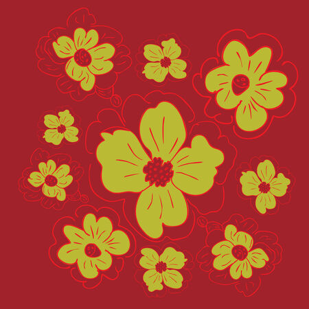Simple hand drawn flowers ornament, vintage background.のイラスト素材