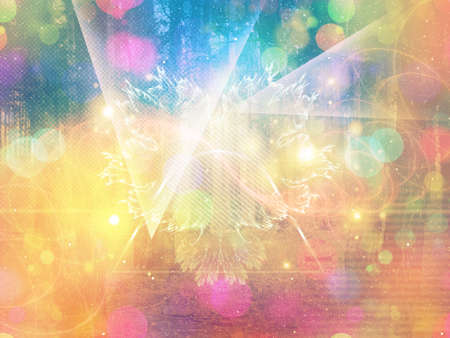 Abstract colorful background with bokeh light effect and halftones.の写真素材