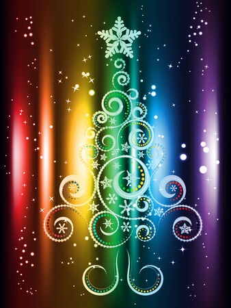 Decorative greeting card design with abstract Christmas tree.のイラスト素材